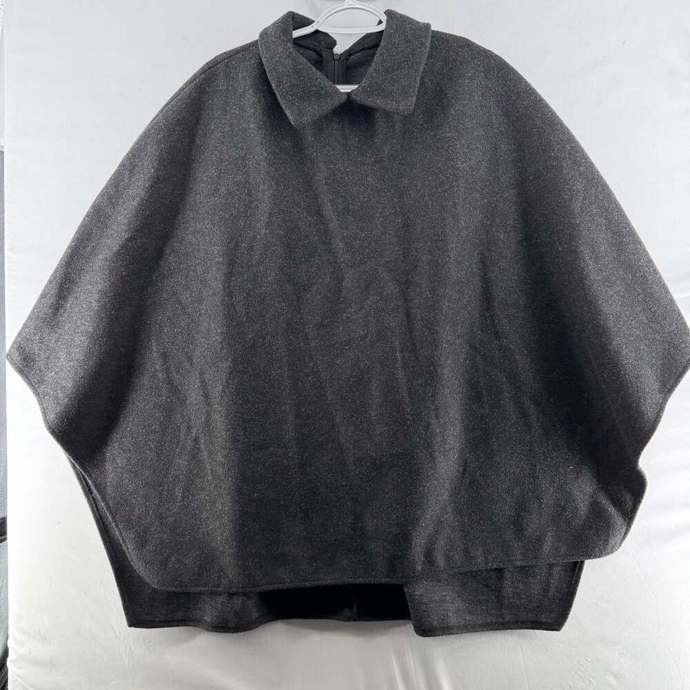 1610 Unbranded Gray Wool Blend Cape Poncho Jacket Size XL